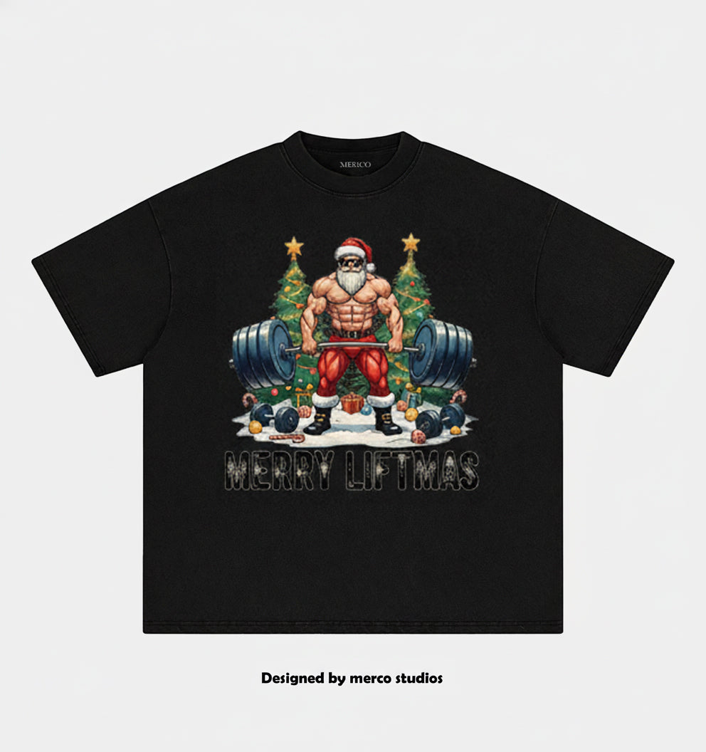 MERRY LIFTMAS Washed Gym Shirt