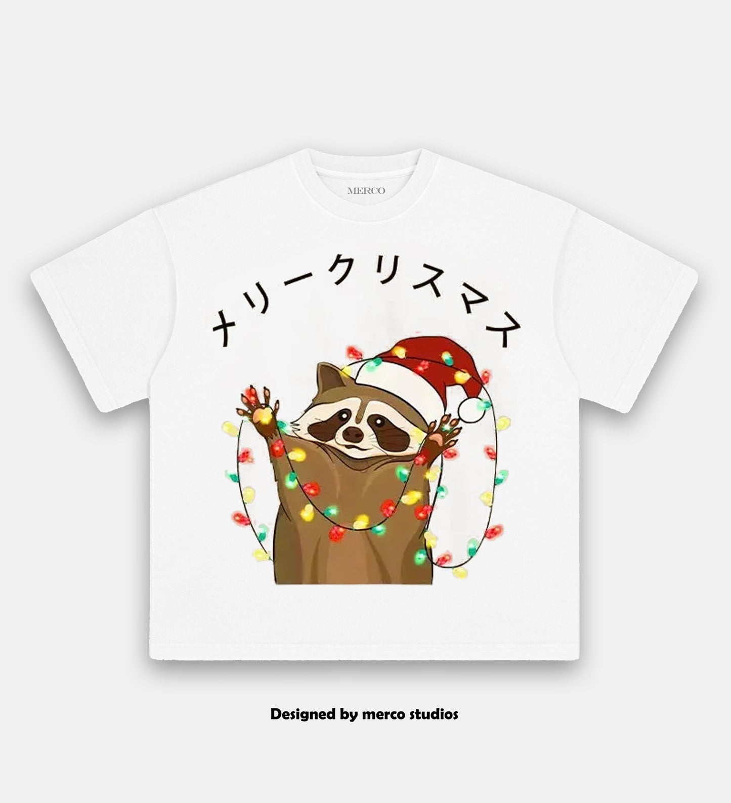 Raccoon Christmas Washed Vintage T Shirt
