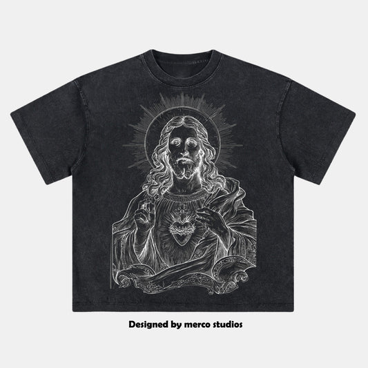 Sacred Heart of Jesus Vintage Washed T-shirt