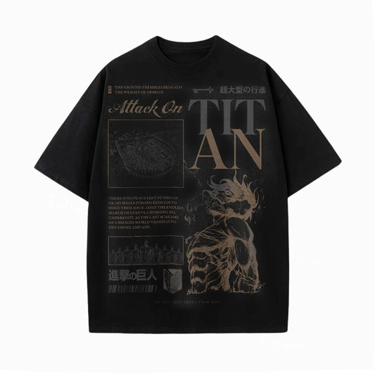 ATTACK ON TITAN UNISEX ANIME INSPIRED VINTAGE T-SHIRT-[FRONT]