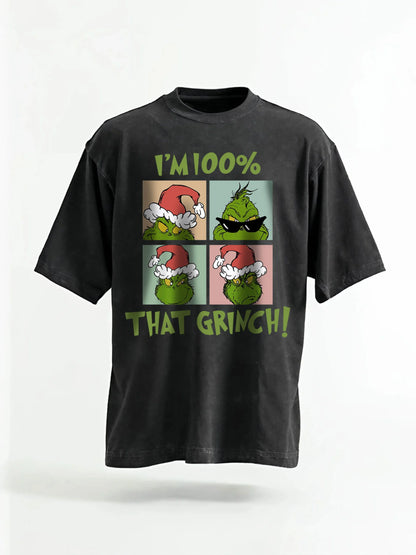 Green Grinch Christmas-Themed Graphic Tee&Hoodie