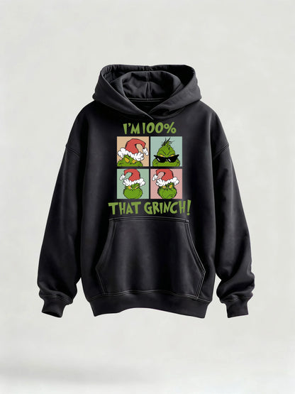 Green Grinch Christmas-Themed Graphic Tee&Hoodie