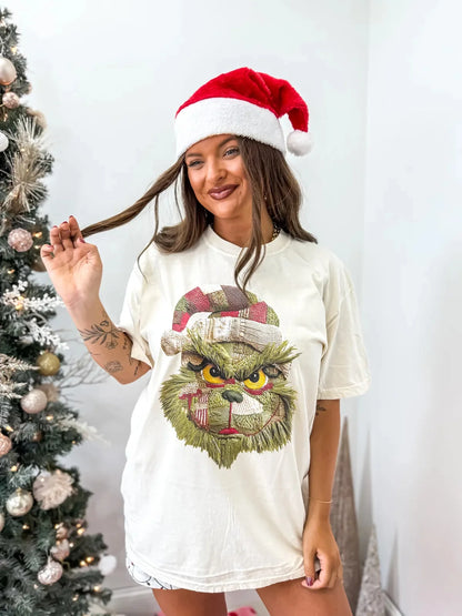 Ivory Grinch Patchwork Graphic Tee *Final Sale*