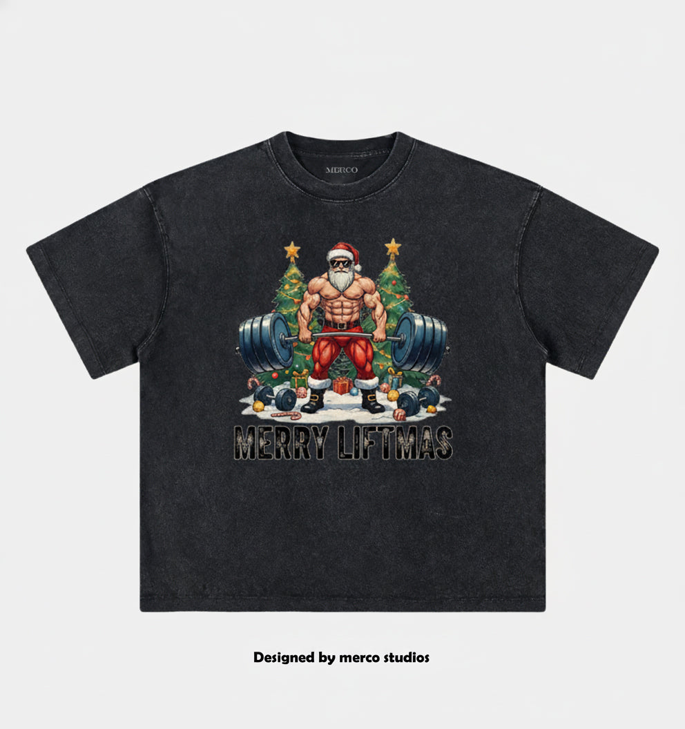 MERRY LIFTMAS Washed Gym Shirt