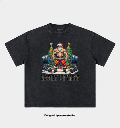 MERRY LIFTMAS Washed Gym Shirt