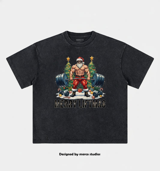 MERRY LIFTMAS Washed Gym Shirt