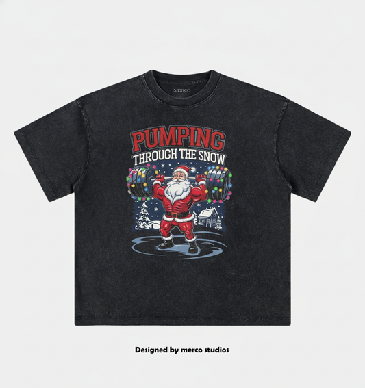 PUMPING THROUGH THE SNOW Washed Gym Shirt