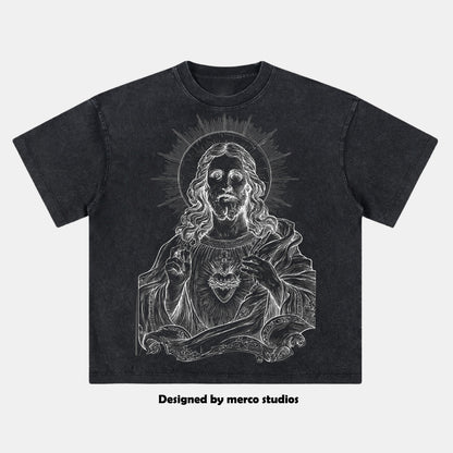 Sacred Heart of Jesus Vintage Washed T-shirt
