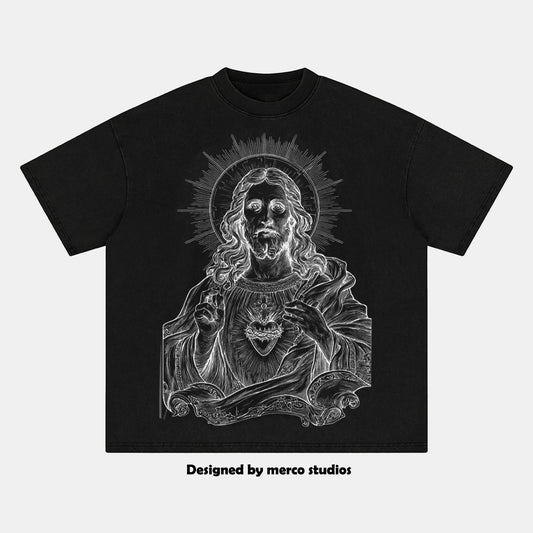 Sacred Heart of Jesus Vintage Washed T-shirt